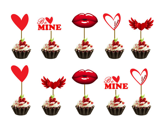 Valentine - Love & Hearts ;CupCake Toppers