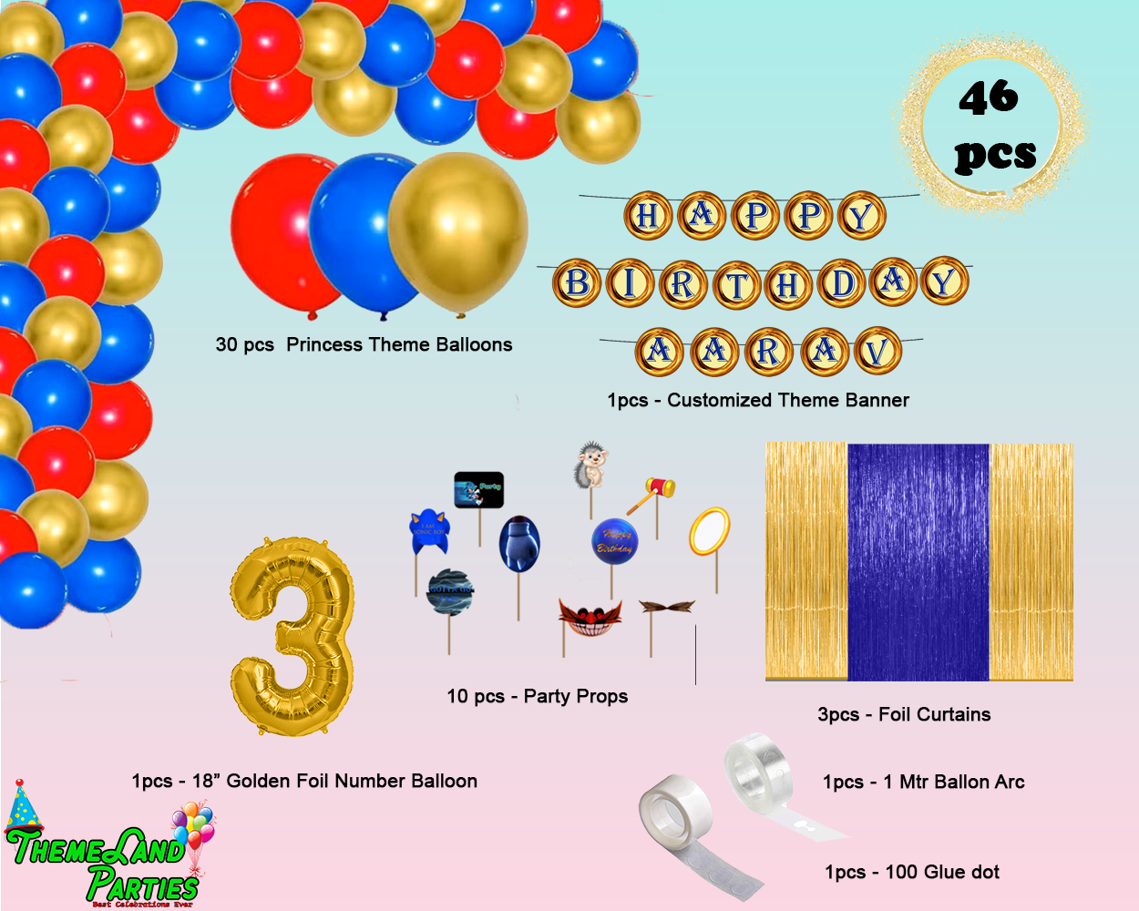 Sonic Themed Birthday Party Decoration Kit - Premium-A
